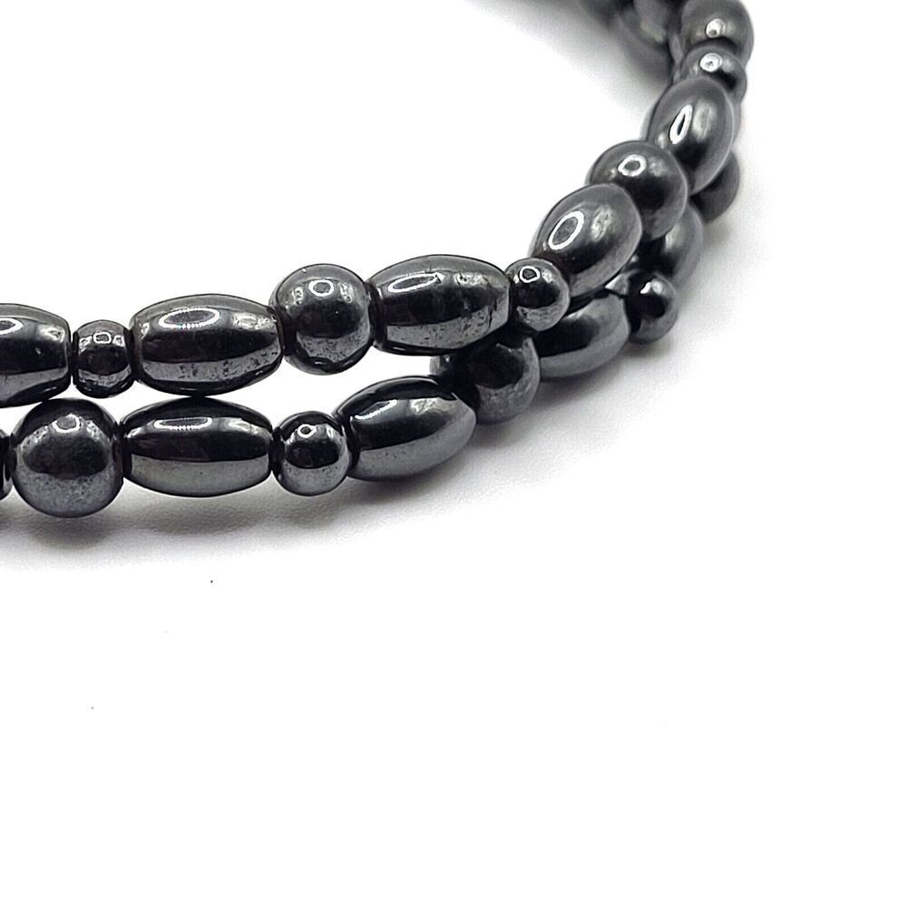 Double Strand Hematite Ankle Bracelet Magnetic 9in